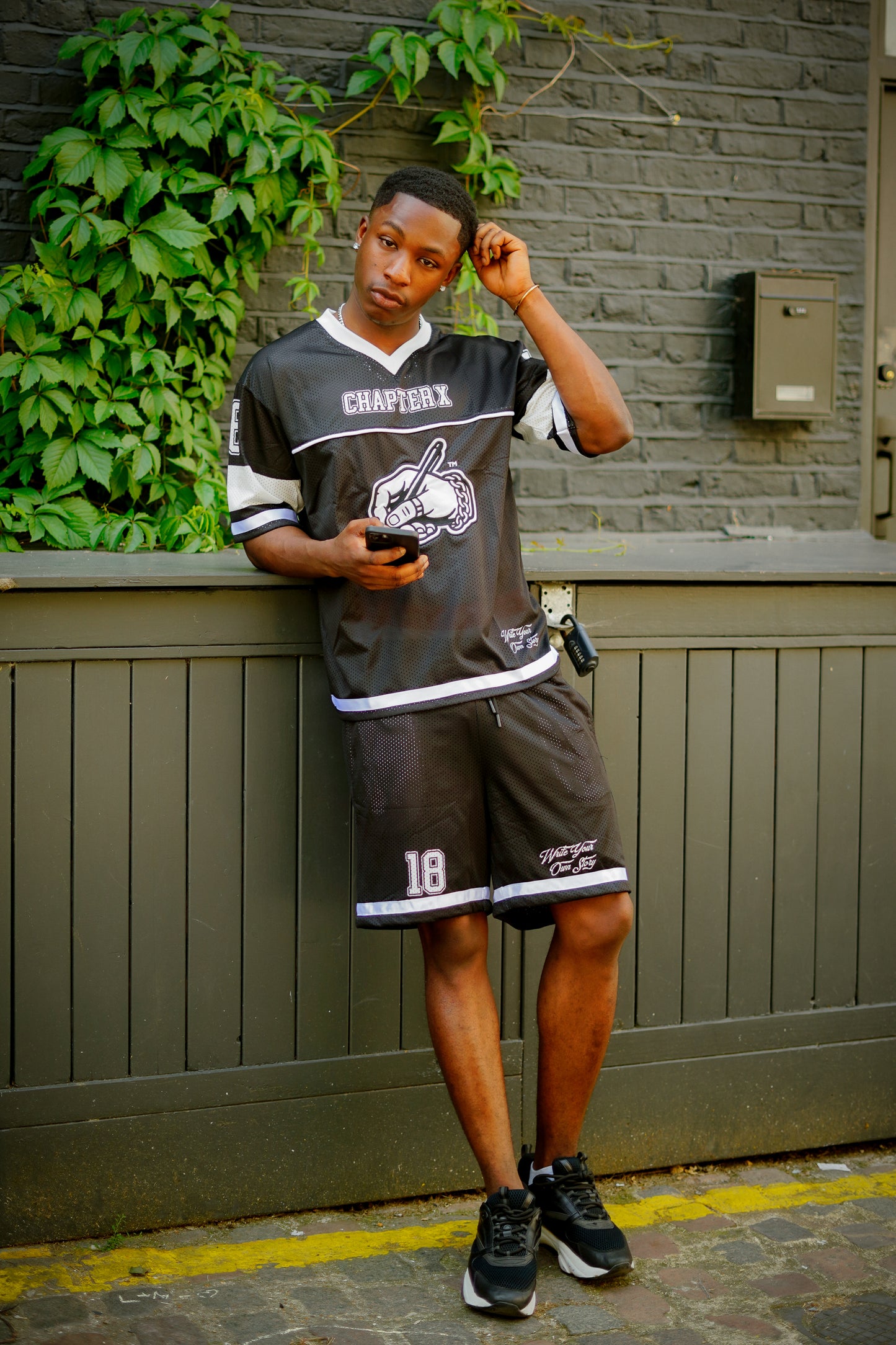 Black Mesh Jersey Set
